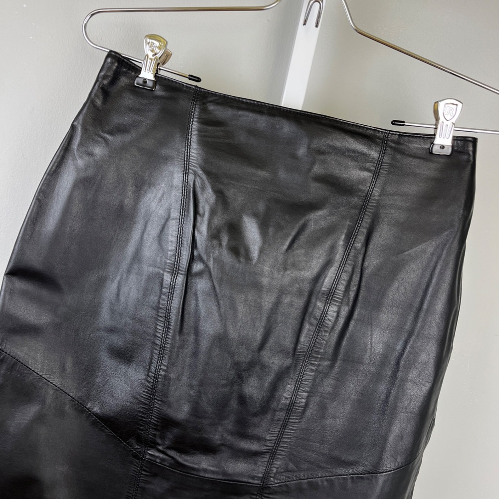 Vintage 80s Wilsons Leather Womens 12 Black‎ Pencil Skirt Whimsygoth Punk